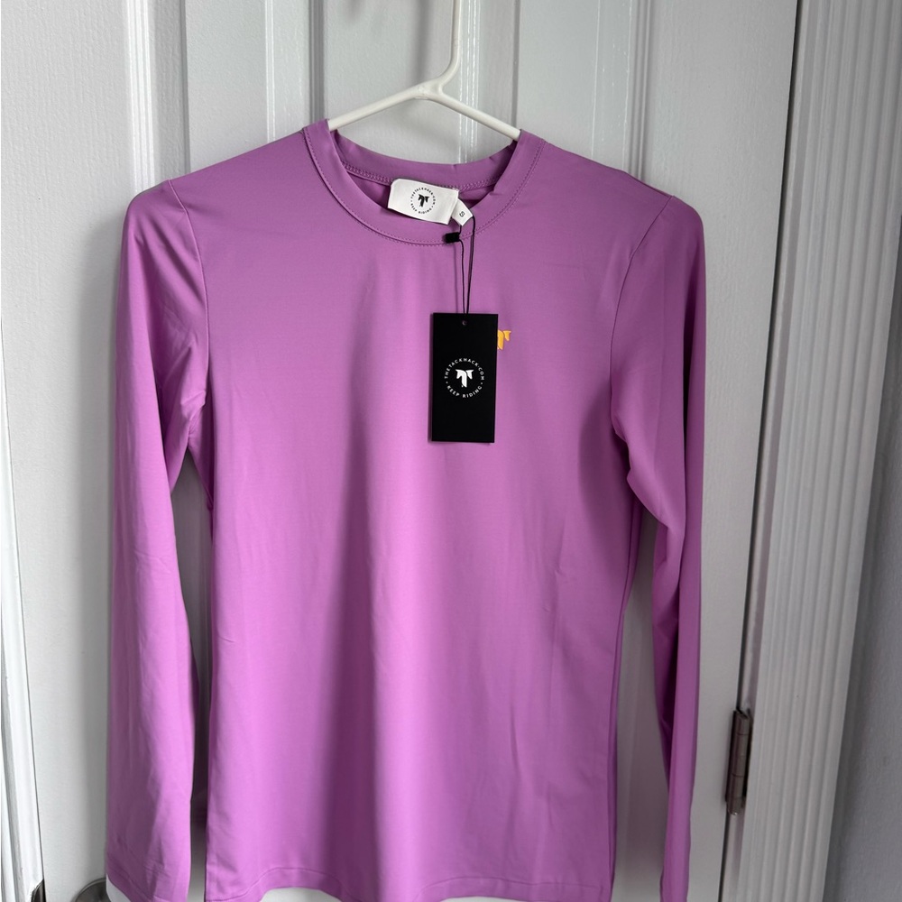 The TackHack Kate Hydrangea Purple Cuffed Top Horse Riding NWT Size Small